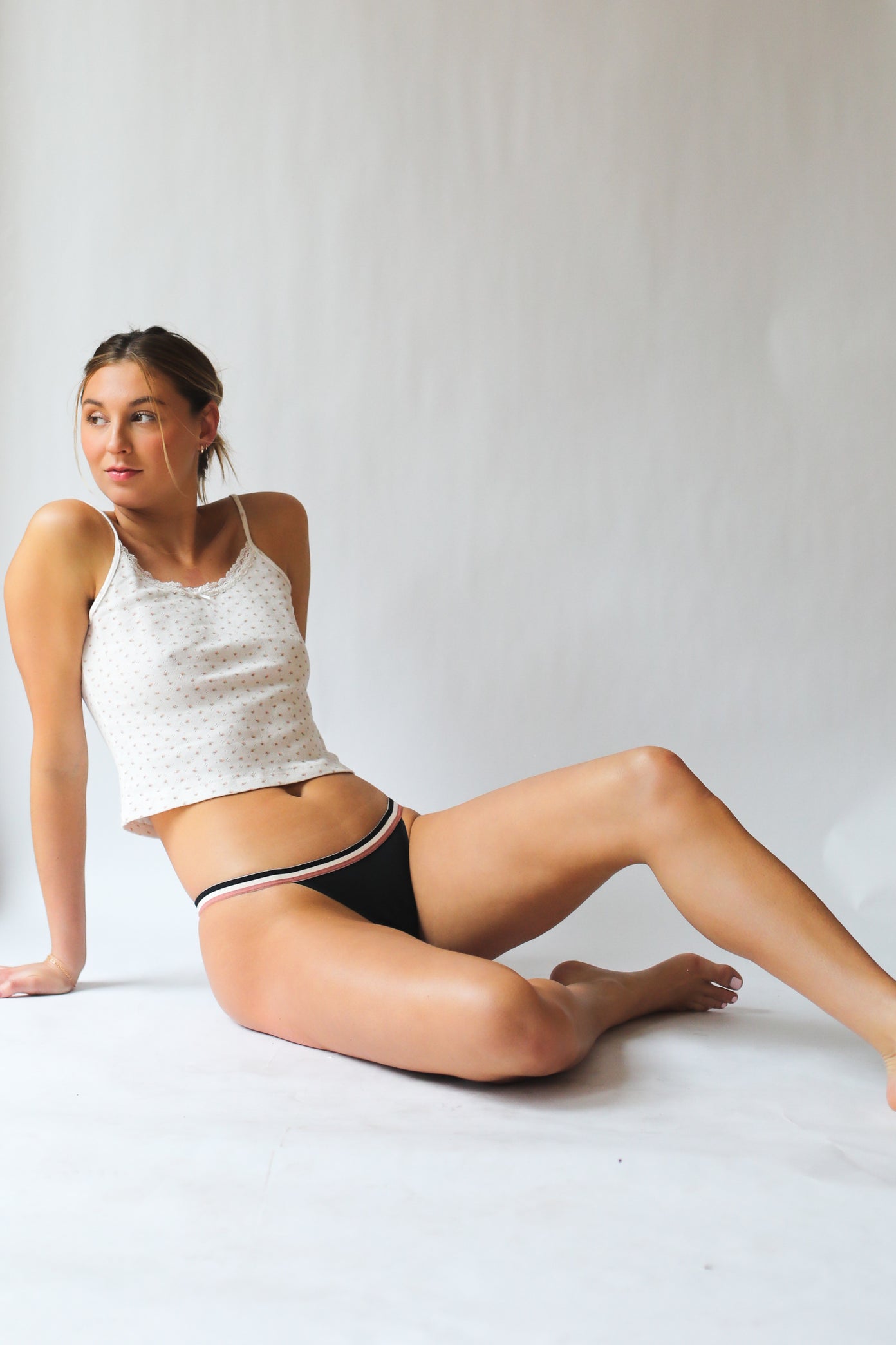Leak Proof Period Underwear Bikini With Striped Elastic Waistband by PURE ROSY